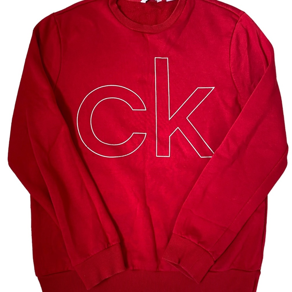Calvin Klein ck logo crew sweatshirt in red | size M